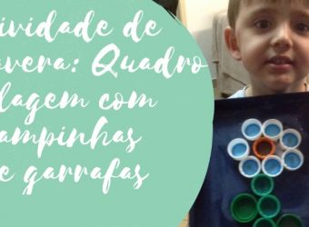 Atividade de Primavera : Quadro colagem com tampinhas de garrafas