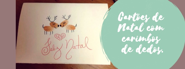 Cartões de Natal com carimbos de dedos.
