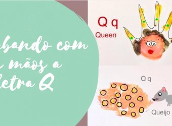 Carimbando com as mãos a letra Q