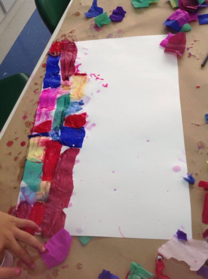Pintura com papel crepon