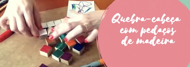 Quebra-cabeça com pedaços de madeira