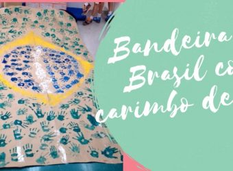 Bandeira do Brasil com carimbo de mãos