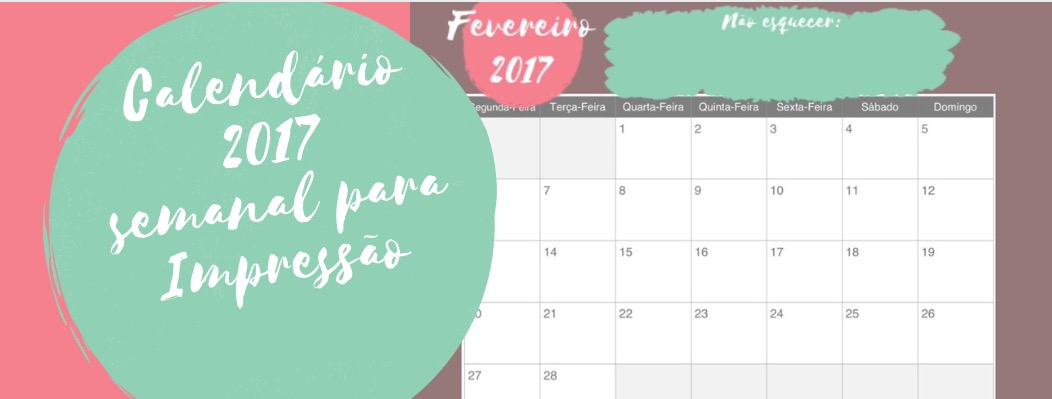 Calendário 2017 semanal para impressão