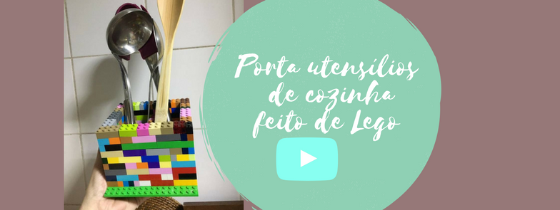 Porta utensílios de cozinha feito de Lego