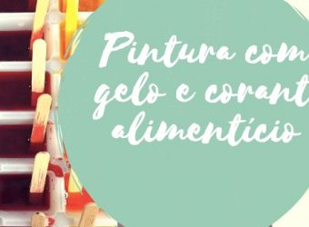 Pintura com gelo e corante alimentício