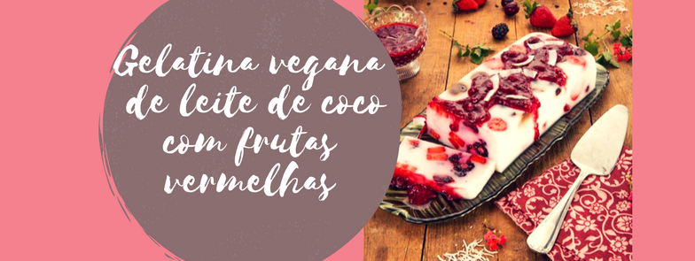 Gelatina vegana de leite de coco com frutas vermelhas