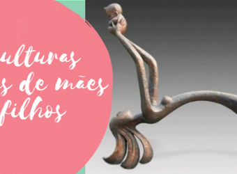 Esculturas lindas de mães e filhos