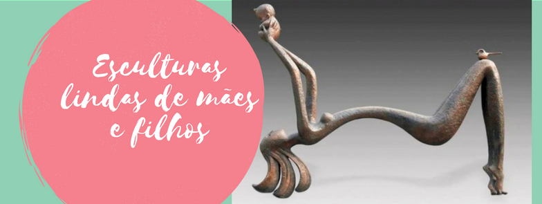 Esculturas lindas de mães e filhos